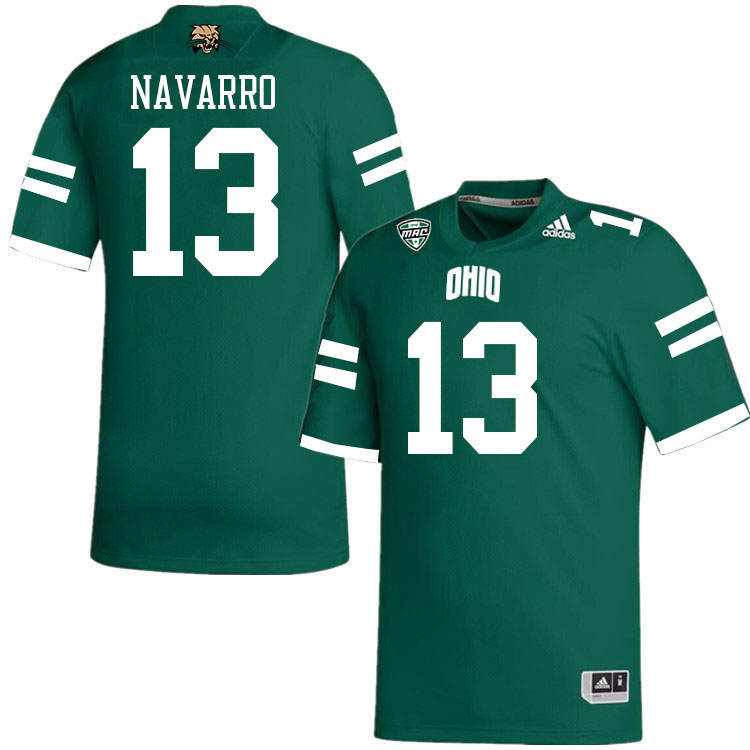 Ohio Bobcats #13 Parker Navarro College Football Jerseys Stitched-Green